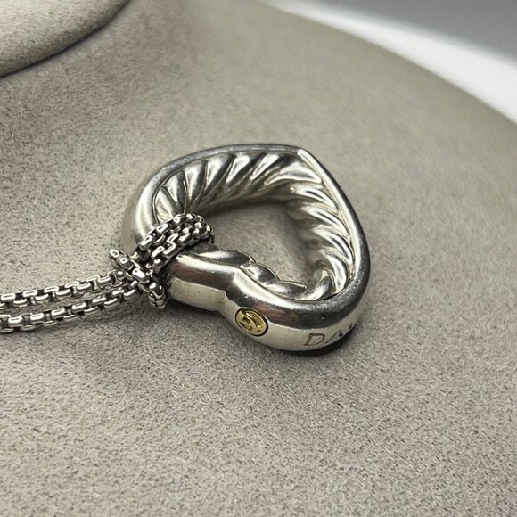 Authentic david yurman heart necklace sterling silver open heart cable charm - Picture 8 of 10